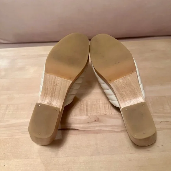 Rare Cream Beklina Ribbed Leather Clogs 10 Worn Once! - Picture 4 of 8